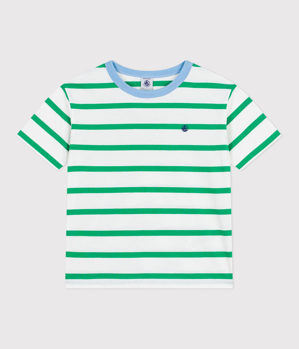 Tee-shirt enfant manches courtes en coton à rayures – F1