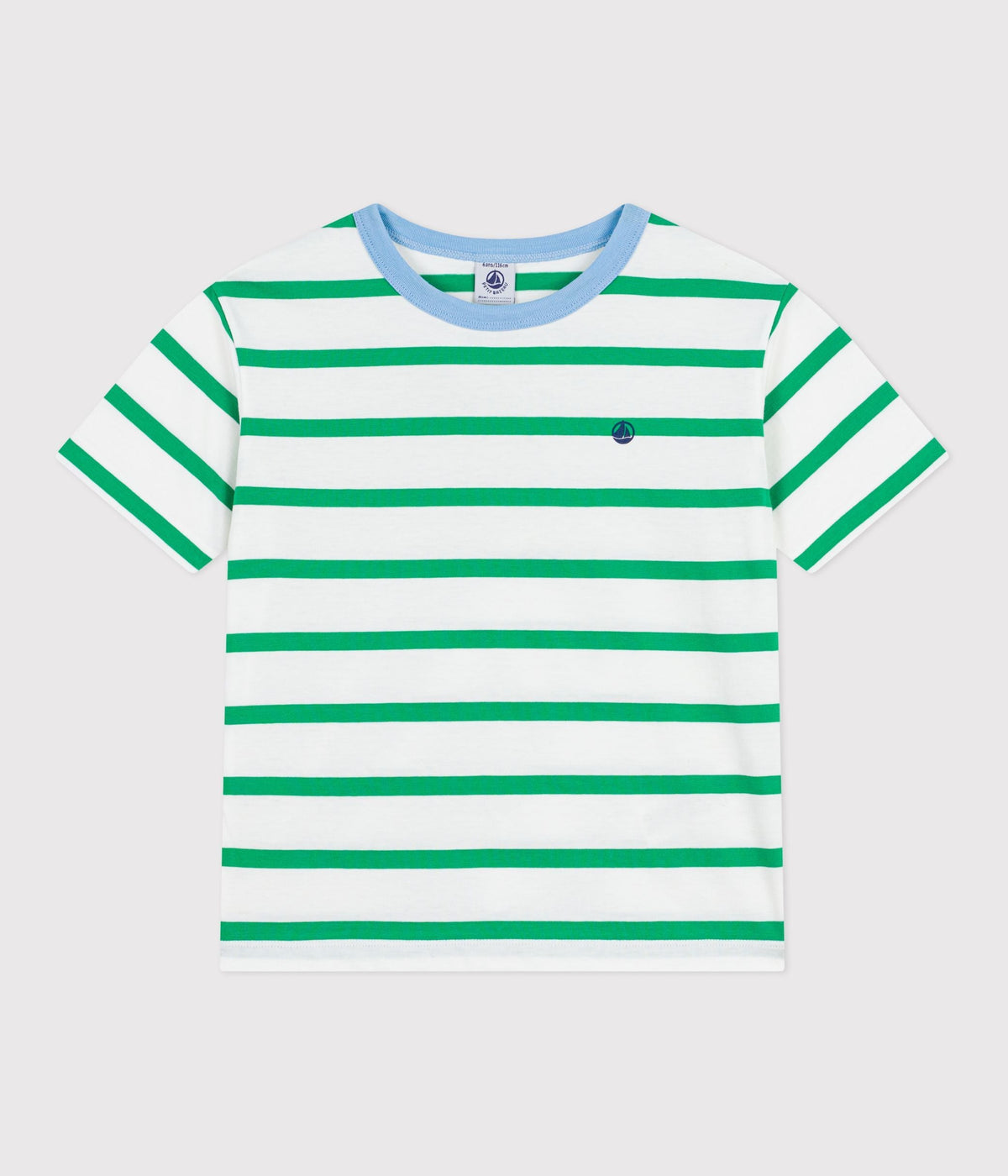 Tee-shirt enfant manches courtes en coton à rayures – F1