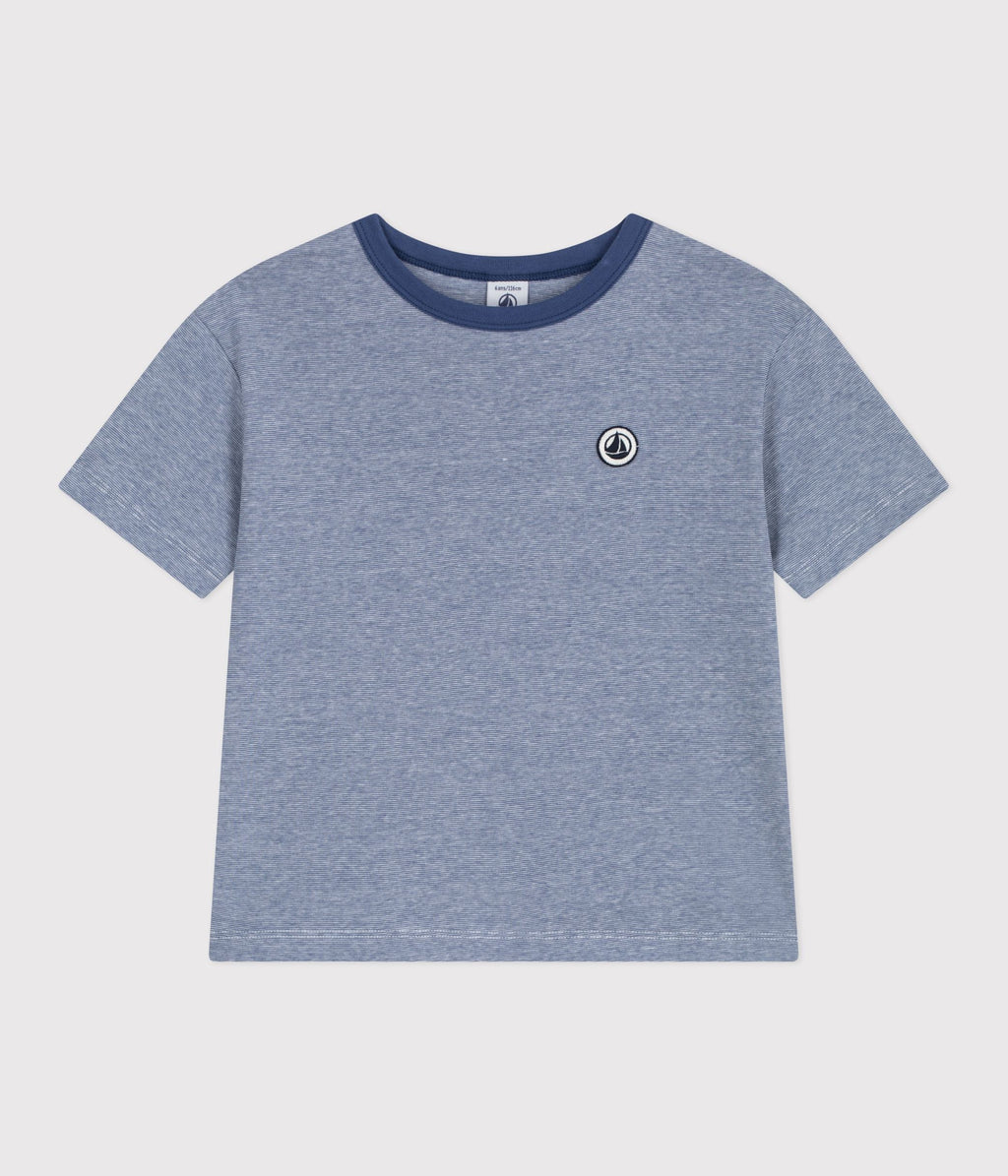 Tee-shirt enfant manches courtes en coton à rayures – F1