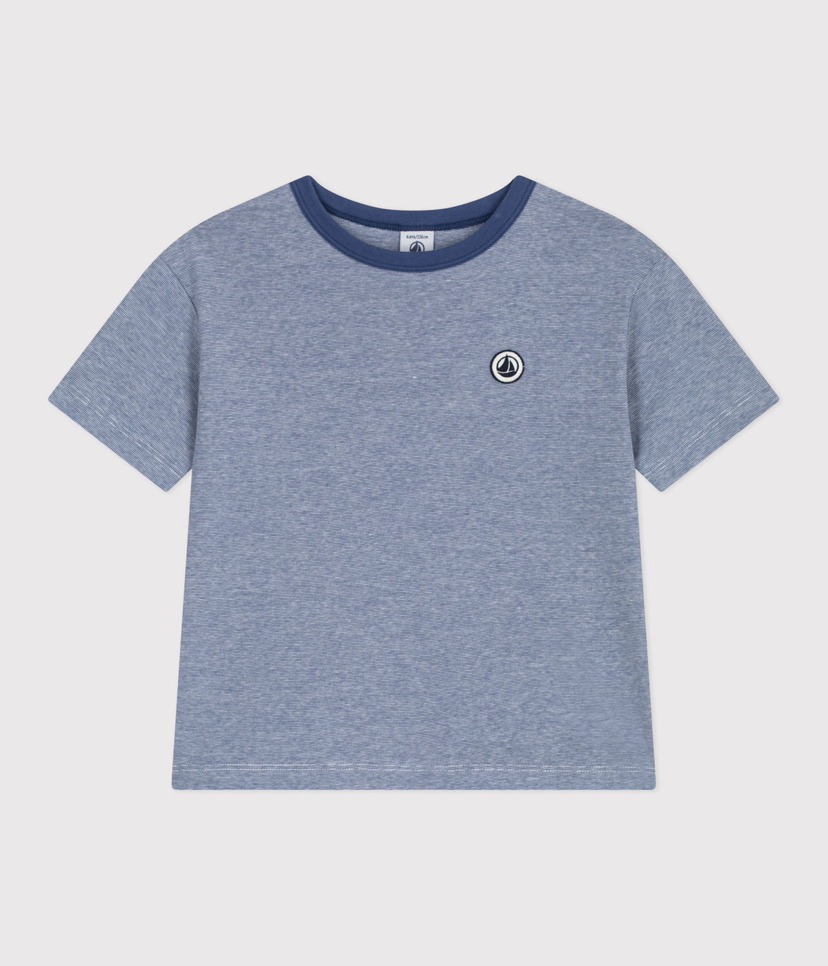 Tee-shirt enfant manches courtes en coton à rayures – F1