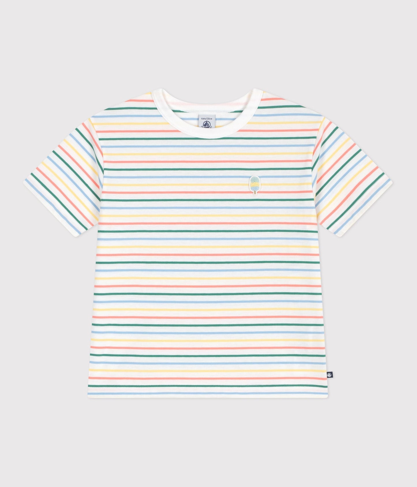 Tee-shirt enfant manches courtes en coton à rayures – F1