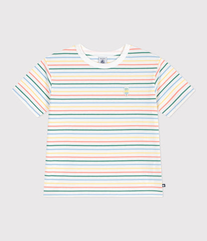 Tee-shirt enfant manches courtes en coton à rayures – F1