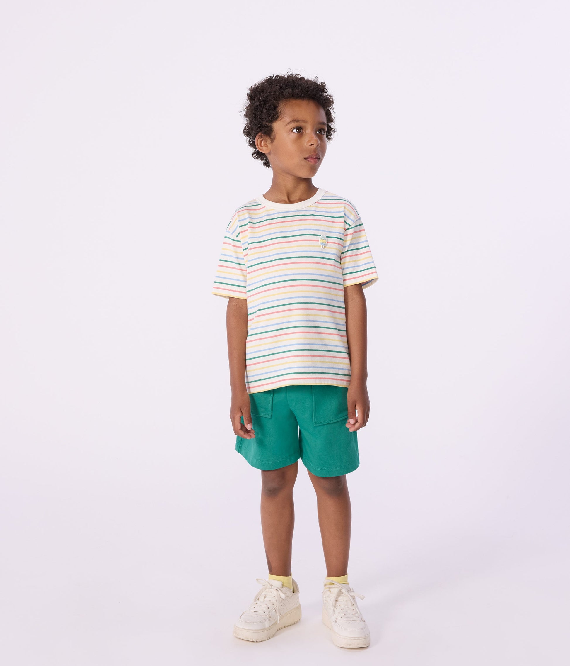 Tee-shirt enfant manches courtes en coton à rayures – J1