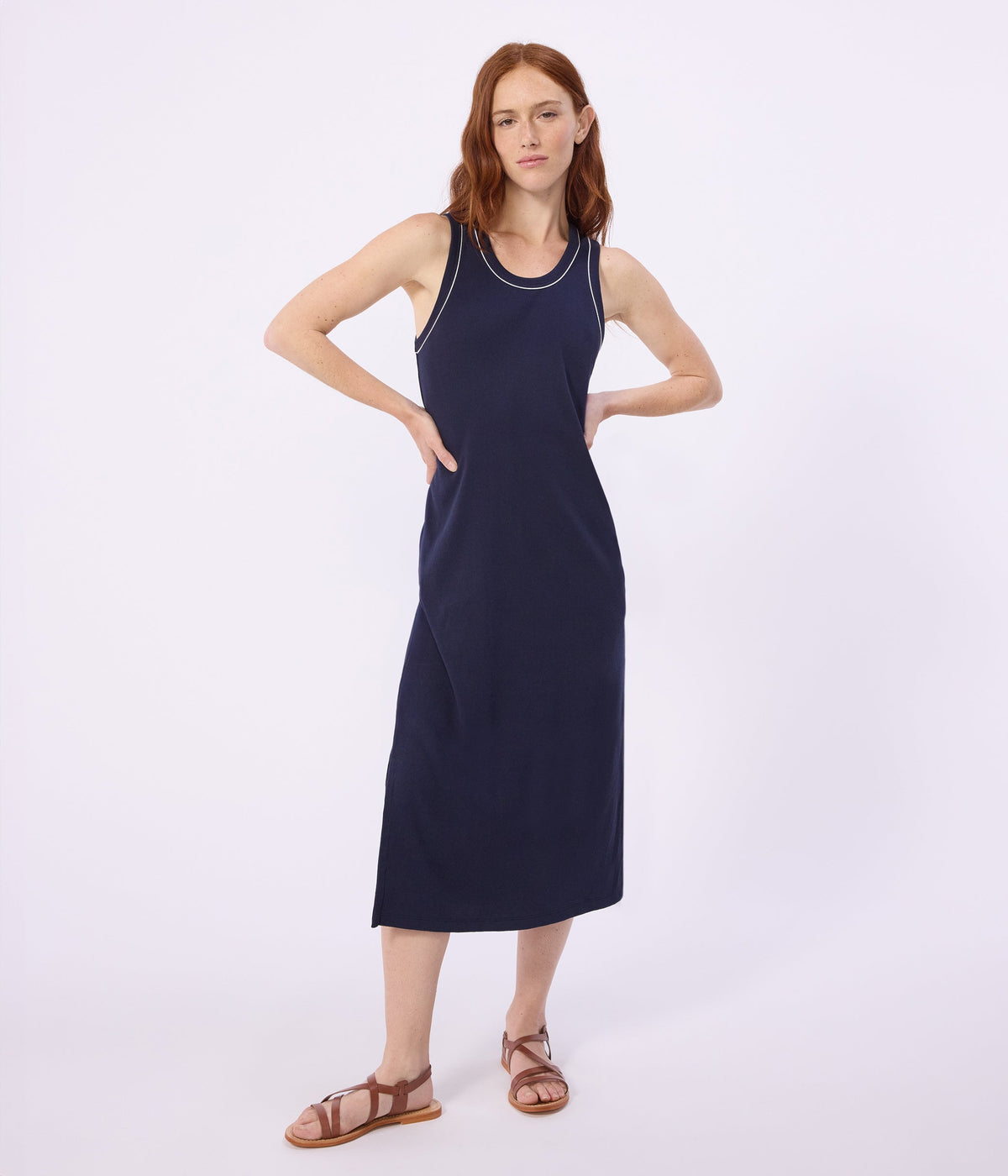 Robe débardeur longue femme en coton – J1