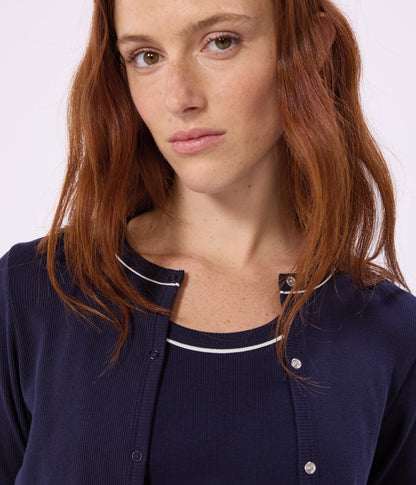 Cardigan femme en coton uni – J2