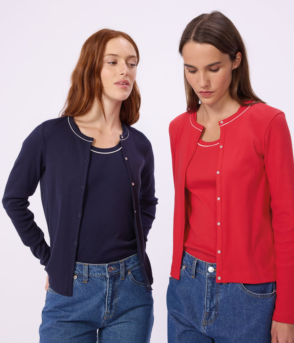 Cardigan femme en coton uni – J3