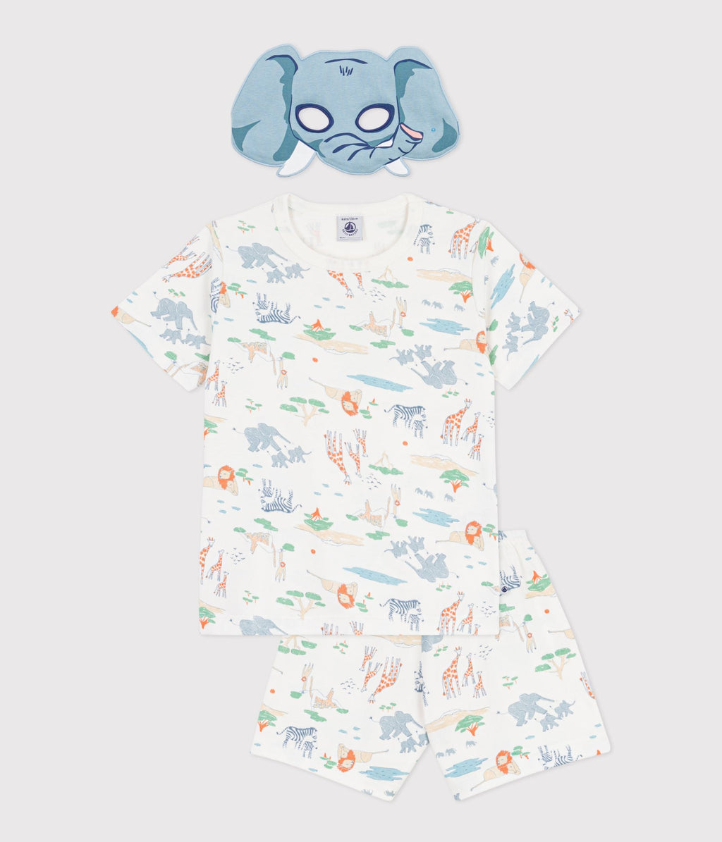 Pyjama short déguisement enfant en coton imprimé savane – F1