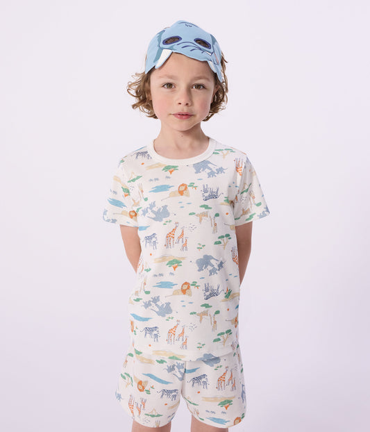 Pyjama short déguisement enfant en coton imprimé savane – J1