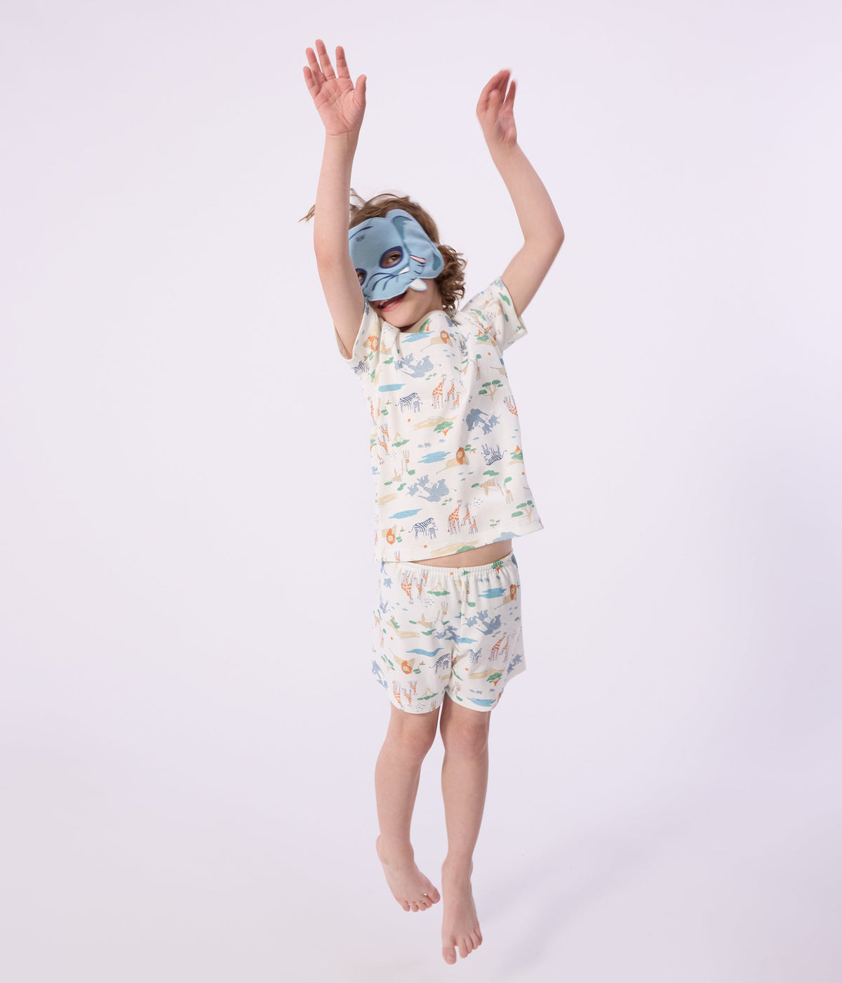 Pyjama short déguisement enfant en coton imprimé savane – J2