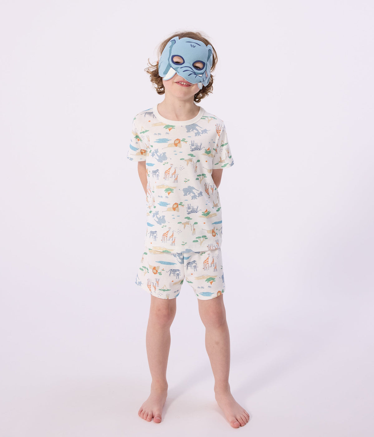 Pyjama short déguisement enfant en coton imprimé savane – J3