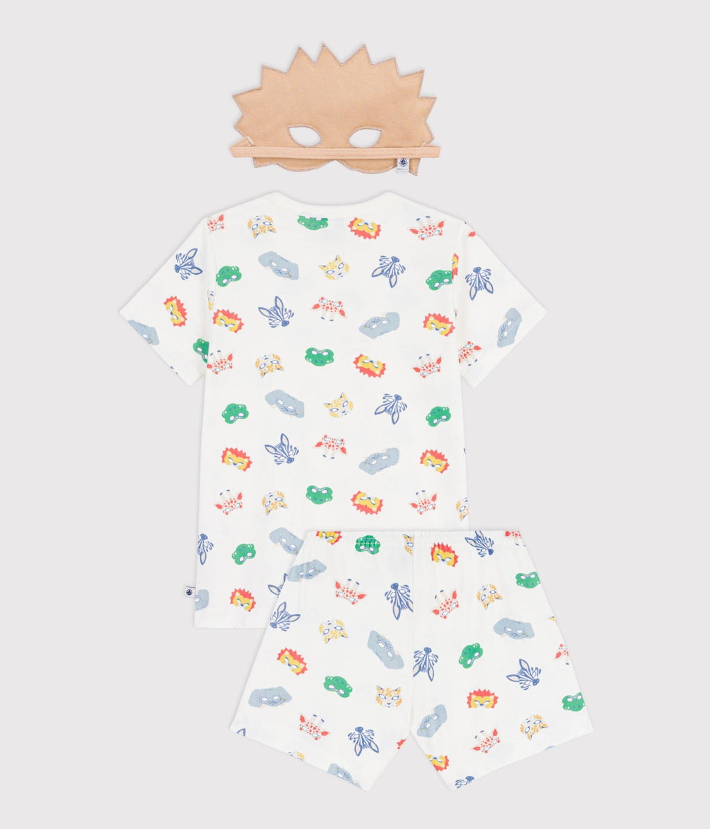 Pyjama short déguisement enfant en coton imprimé masques – D1