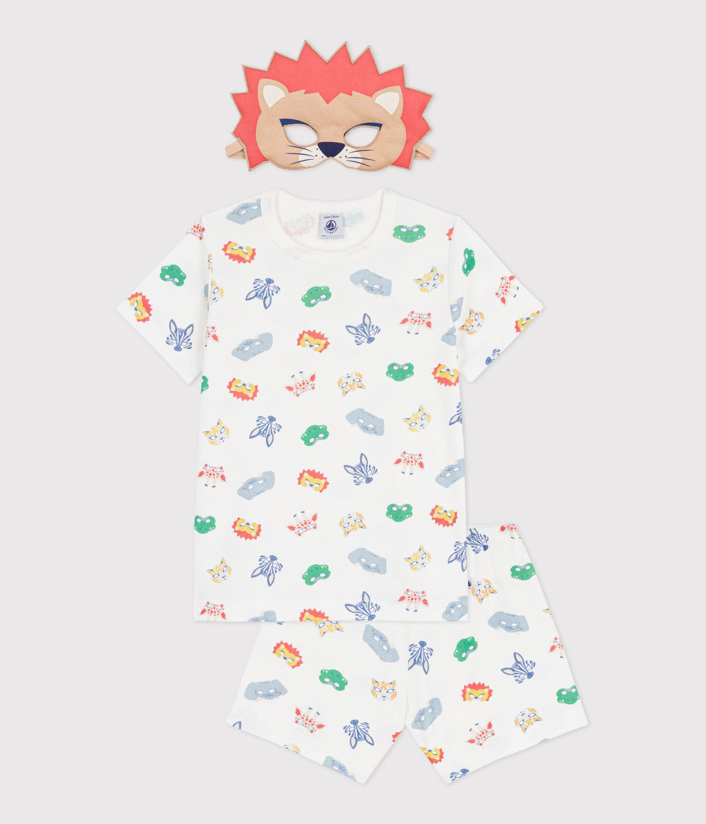 Pyjama short déguisement enfant en coton imprimé masques – F1