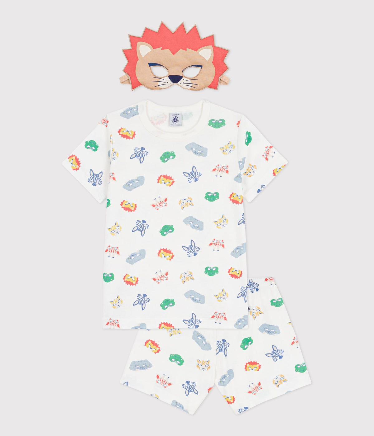 Pyjama short déguisement enfant en coton imprimé masques – F1