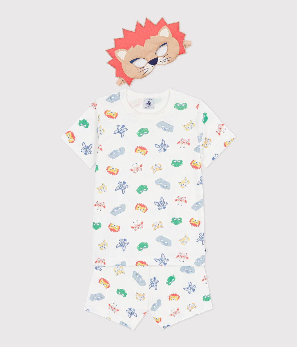 Pyjama short déguisement enfant en coton imprimé masques – F2