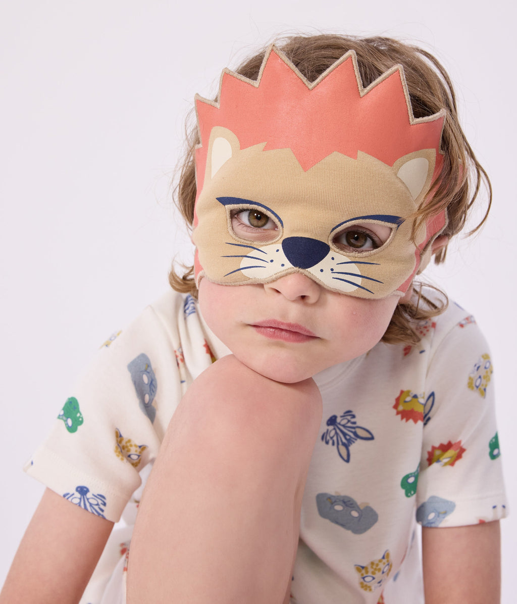 Pyjama short déguisement enfant en coton imprimé masques – J3