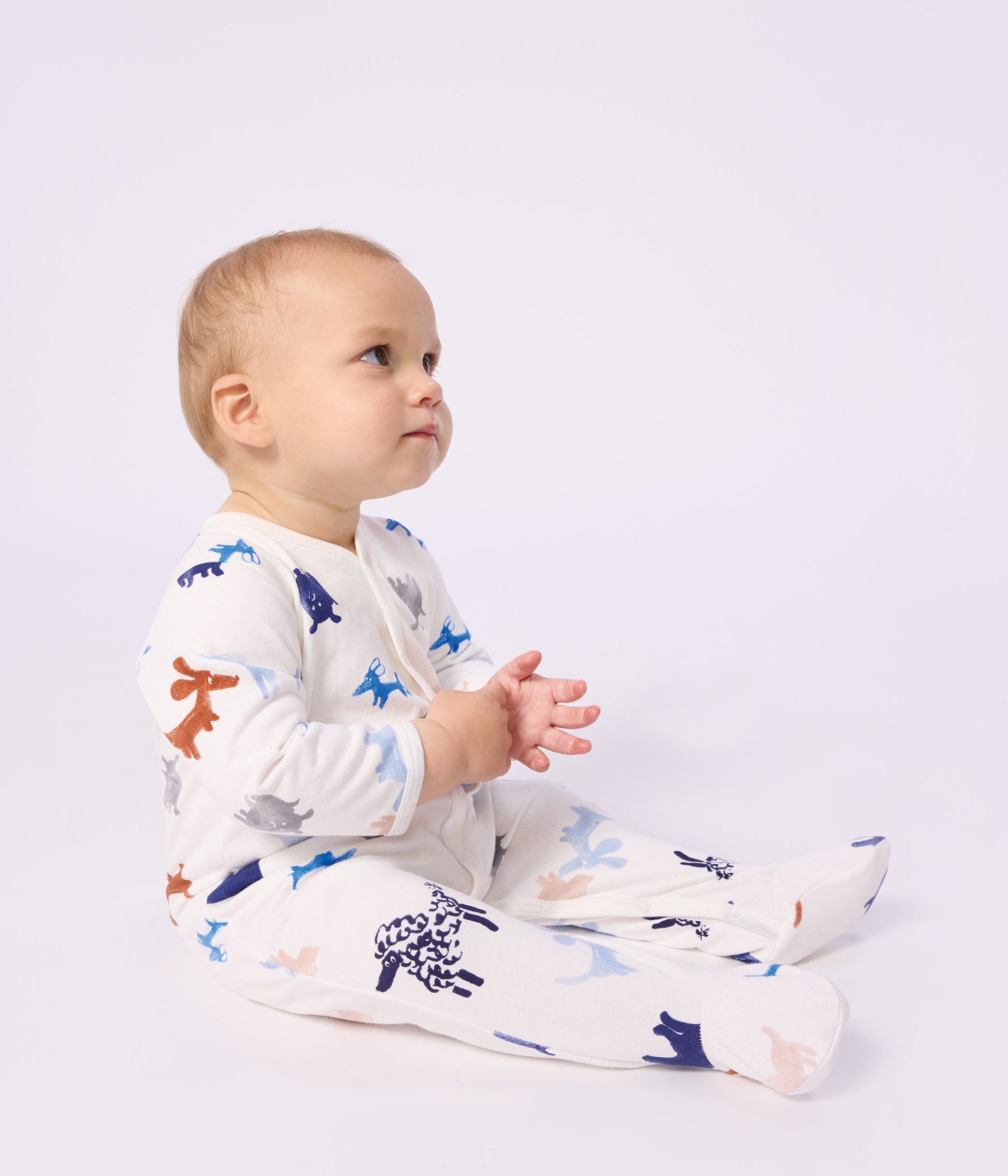 Pyjama bébé en molleton gratté imprimé chien – J1