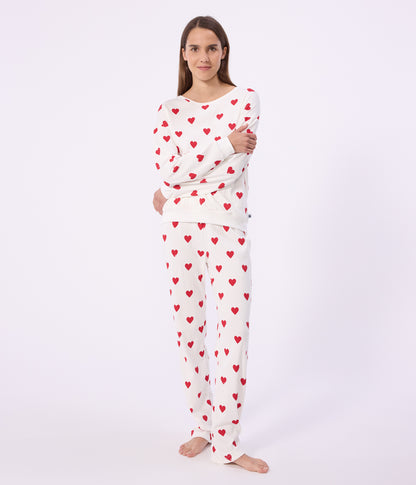 Pyjama femme en coton imprimé cœurs
