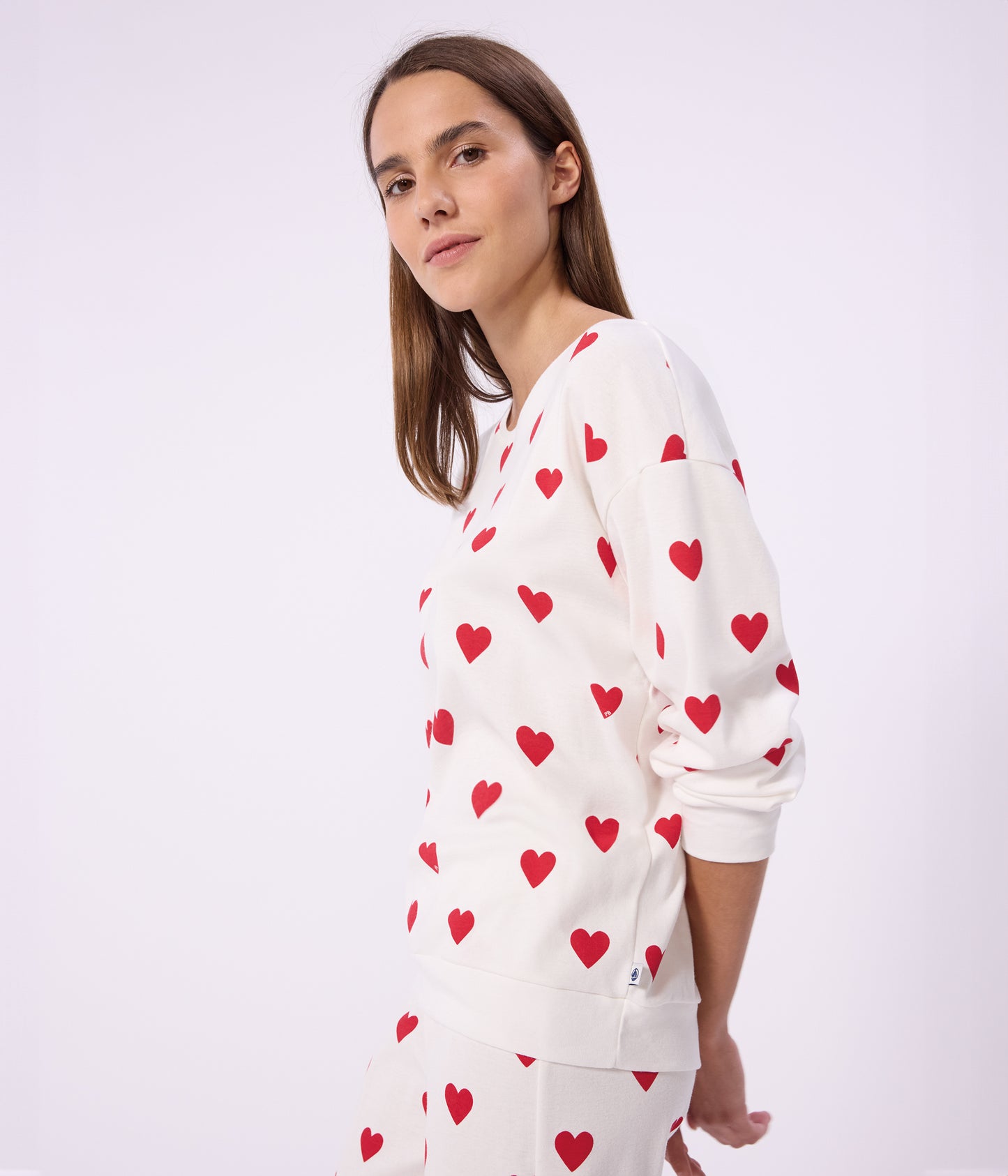 Pyjama femme en coton imprimé cœurs