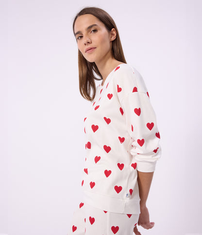 Pyjama femme en coton imprimé cœurs