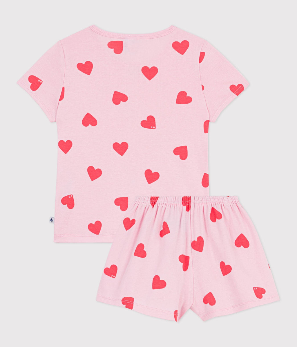 Pyjama short enfant en coton imprimé cœurs – D1