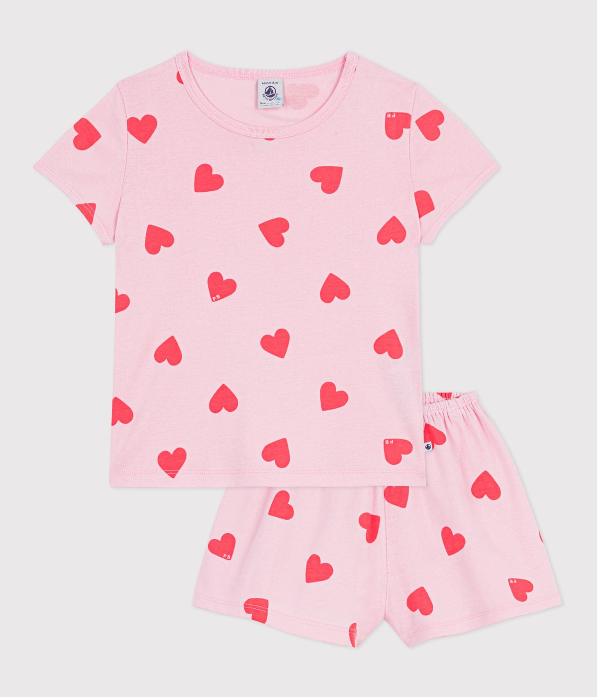 Pyjama short enfant en coton imprimé cœurs – F1