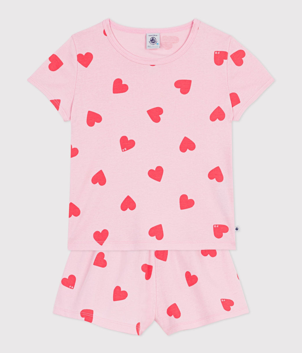 Pyjama short enfant en coton imprimé cœurs – F2
