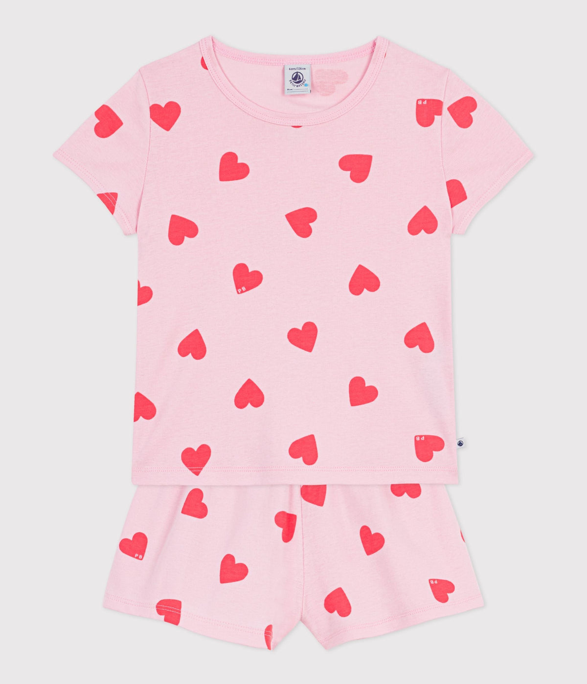 Pyjama short enfant en coton imprimé cœurs – F2