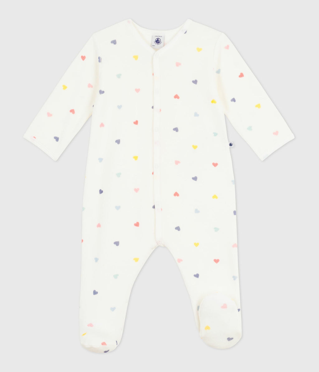 Pyjama bébé en velours imprimé cœurs – F1