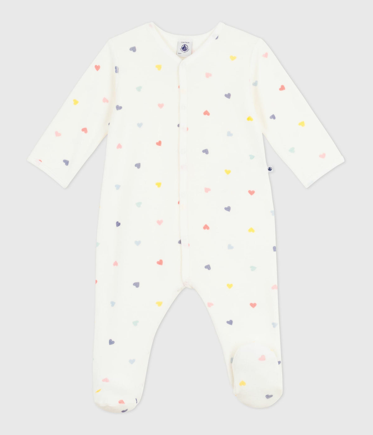 Pyjama bébé en velours imprimé cœurs – F1