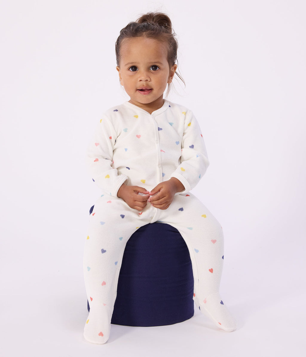 Pyjama bébé en velours imprimé cœurs – J1