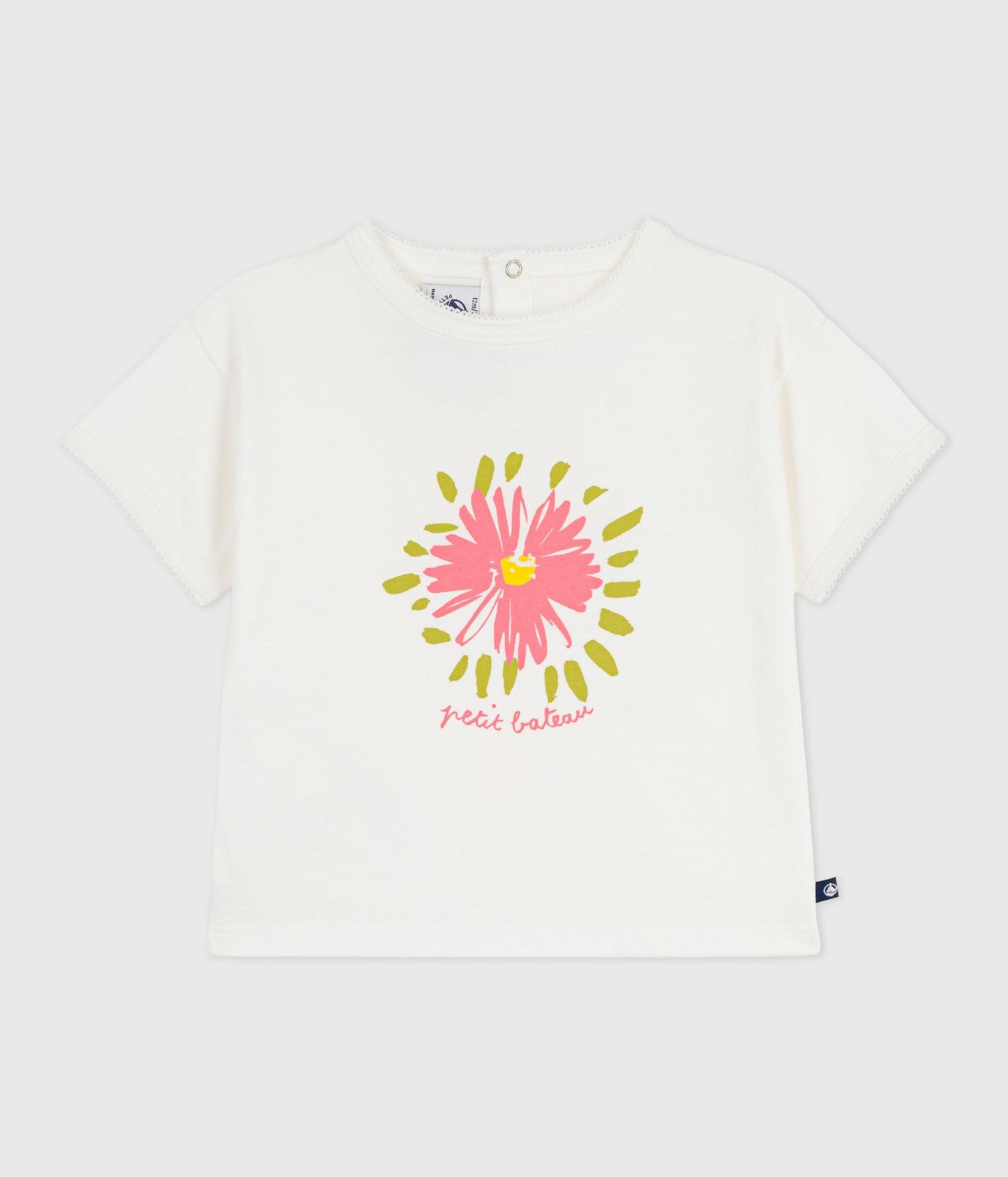 Tee-shirt bébé en coton à manches courtes, motif fleur – F1