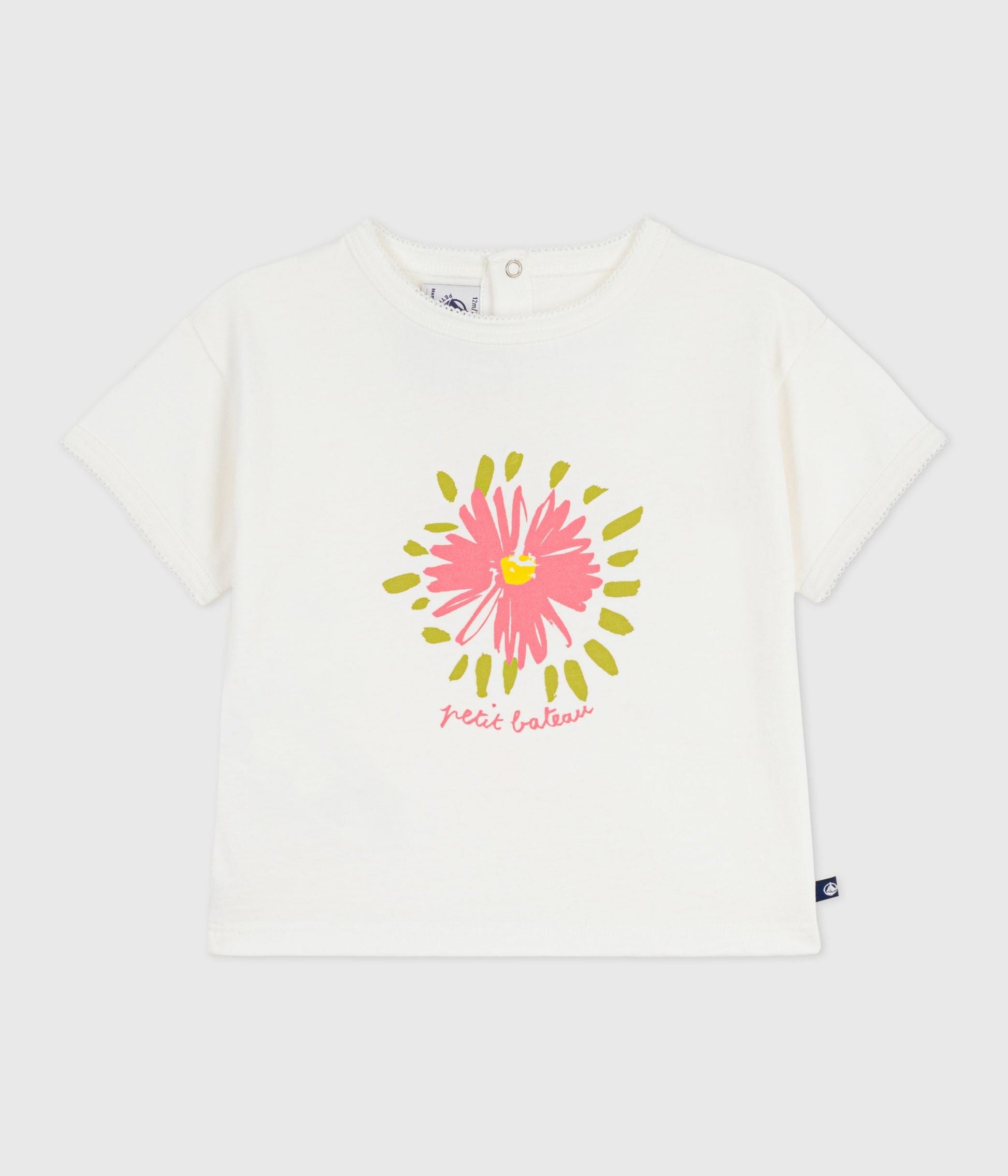 Tee-shirt bébé en coton à manches courtes, motif fleur – F1