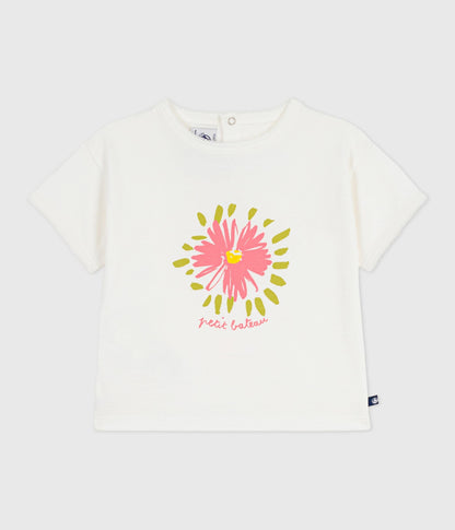 Tee-shirt bébé en coton à manches courtes, motif fleur – F1