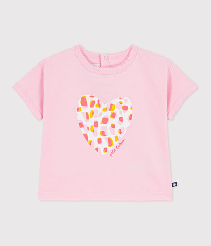 Tee-shirt bébé en coton à manches courtes, motif fleur – F1