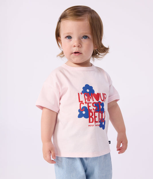 Tee-shirt bébé en coton à manches courtes à motif – J1