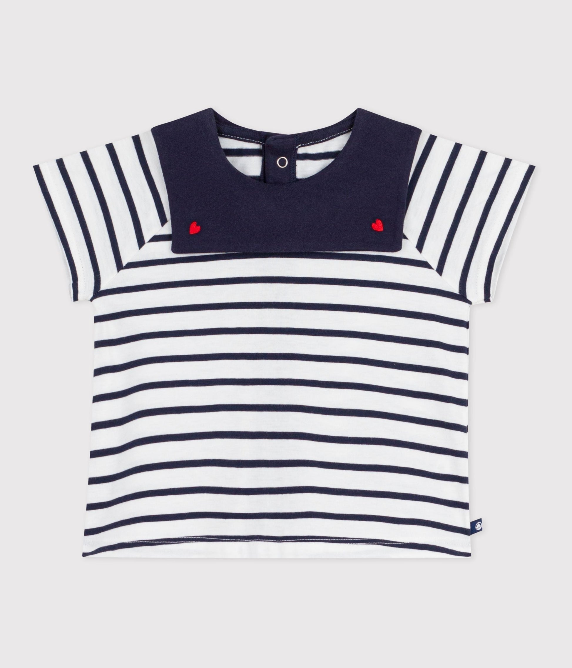 Blouse bébé en coton rayure marinière à col brodé – F1