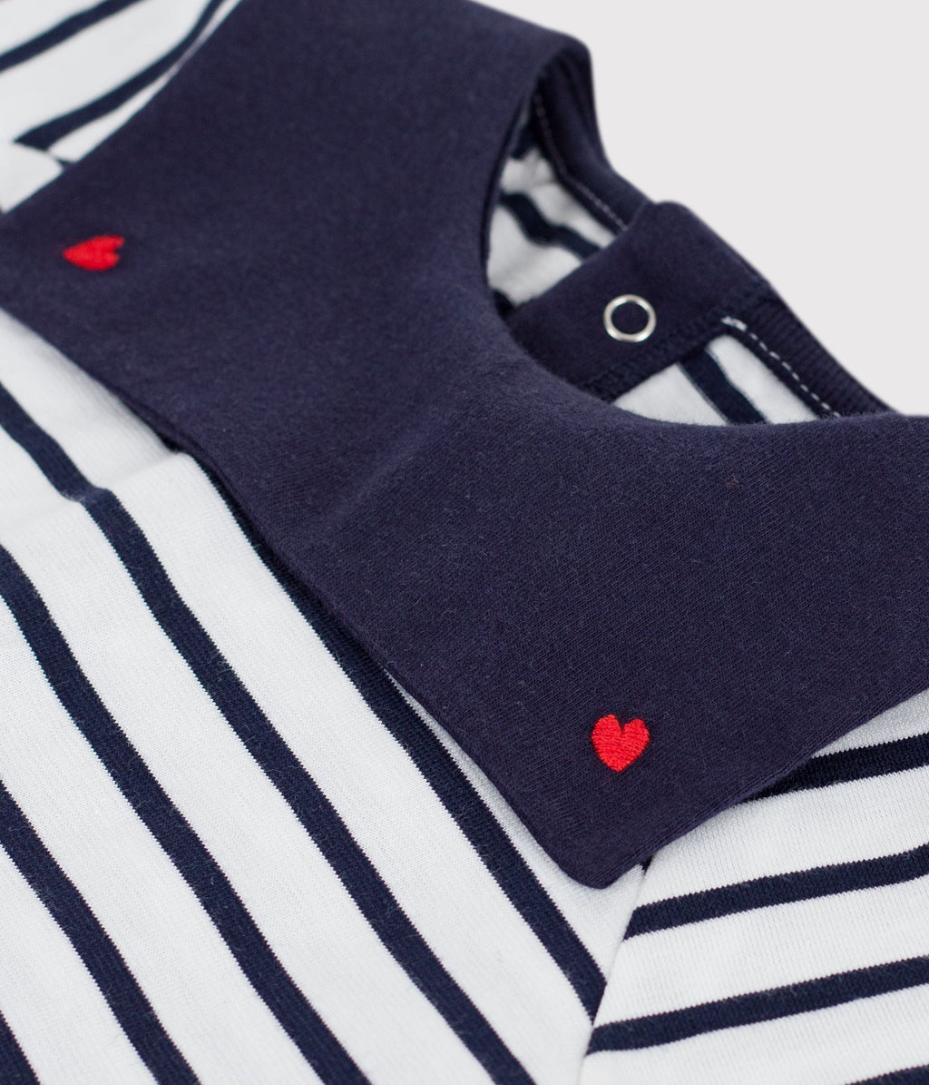 Blouse bébé en coton rayure marinière à col brodé – Z1