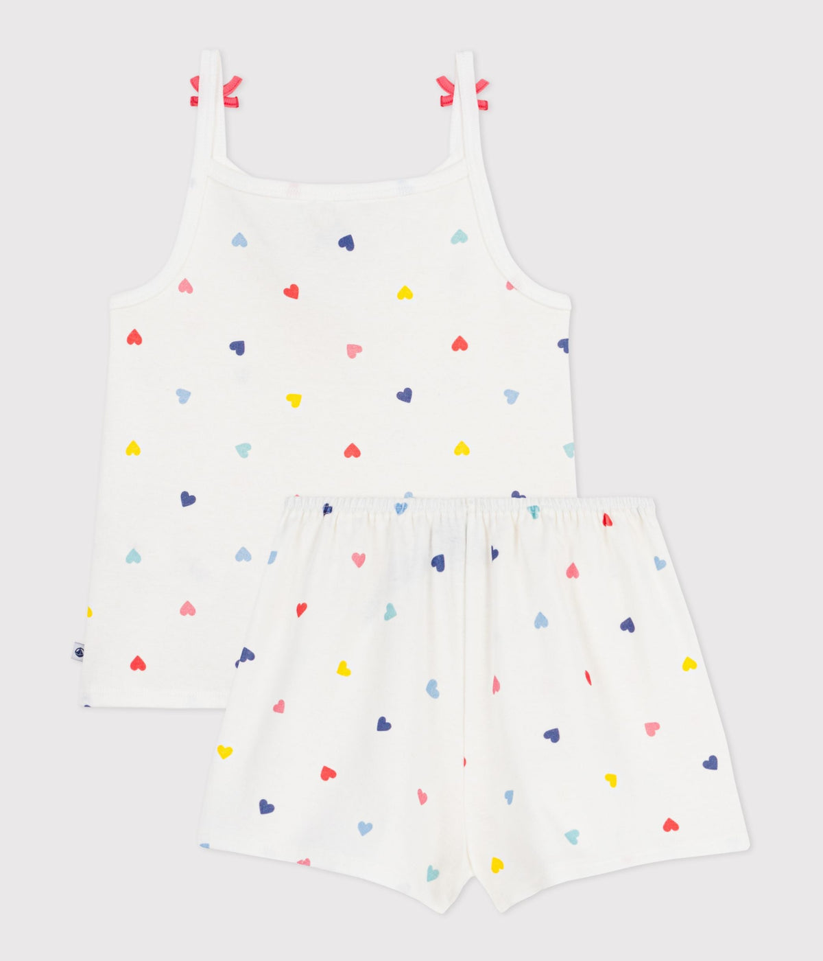 Pyjama short enfant en coton à bretelles imprimé cœurs – D1