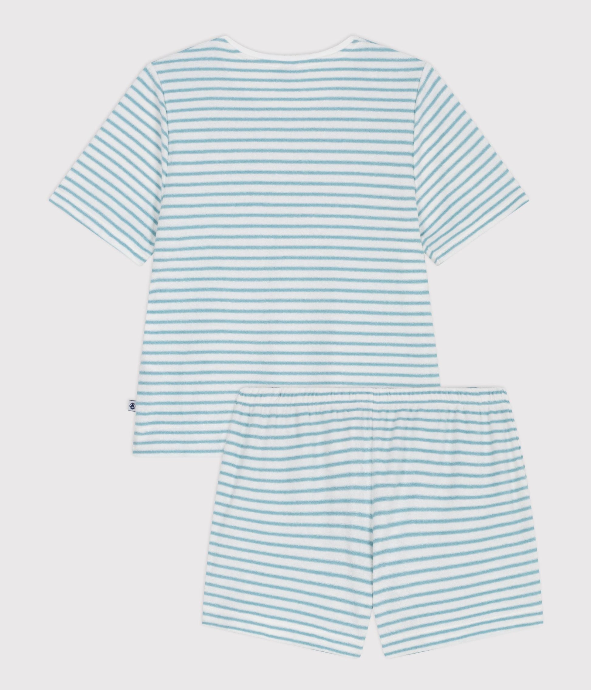 Pyjama short femme en coton éponge à rayures – D1