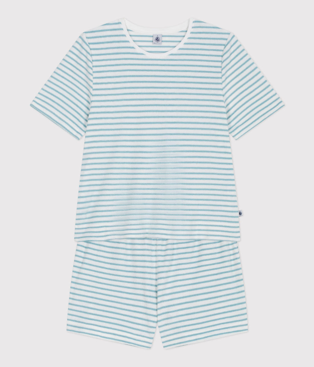 Pyjama short femme en coton éponge à rayures – F2