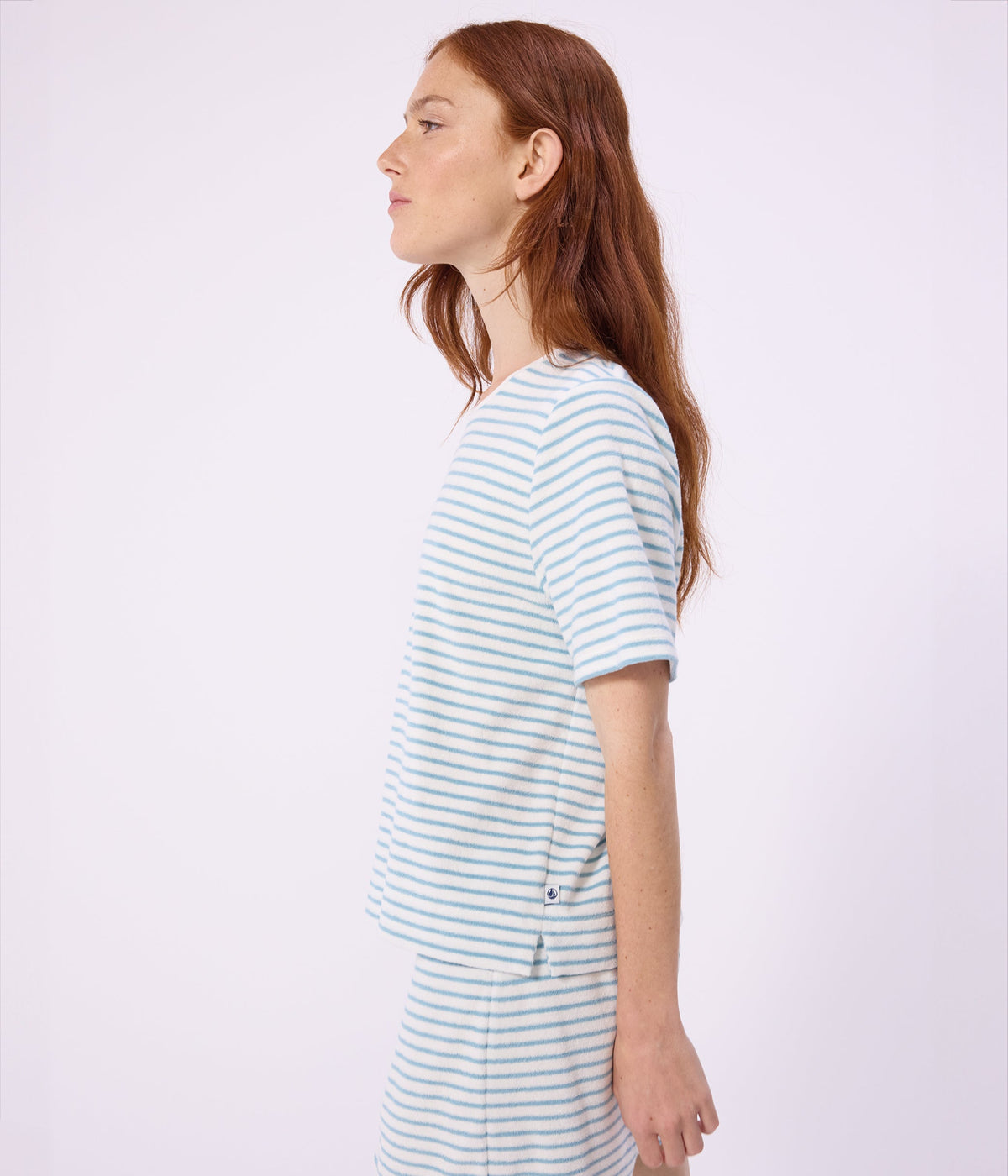 Pyjama short femme en coton éponge à rayures – J2