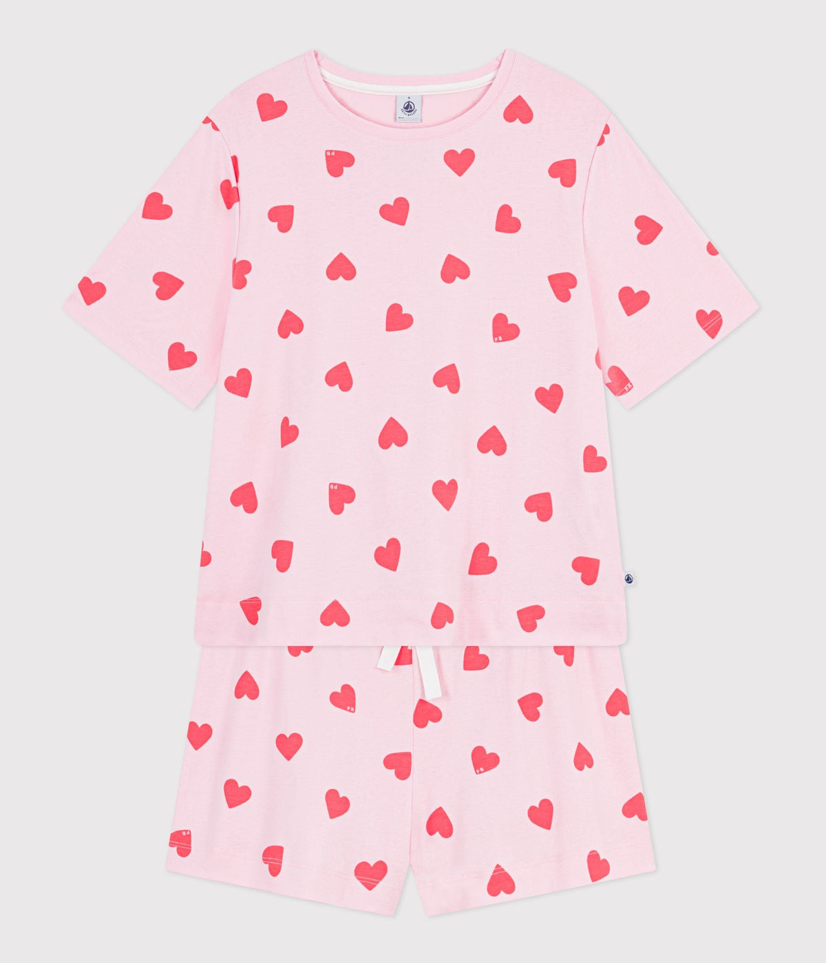 Pyjama short femme en coton imprimé cœur – F2
