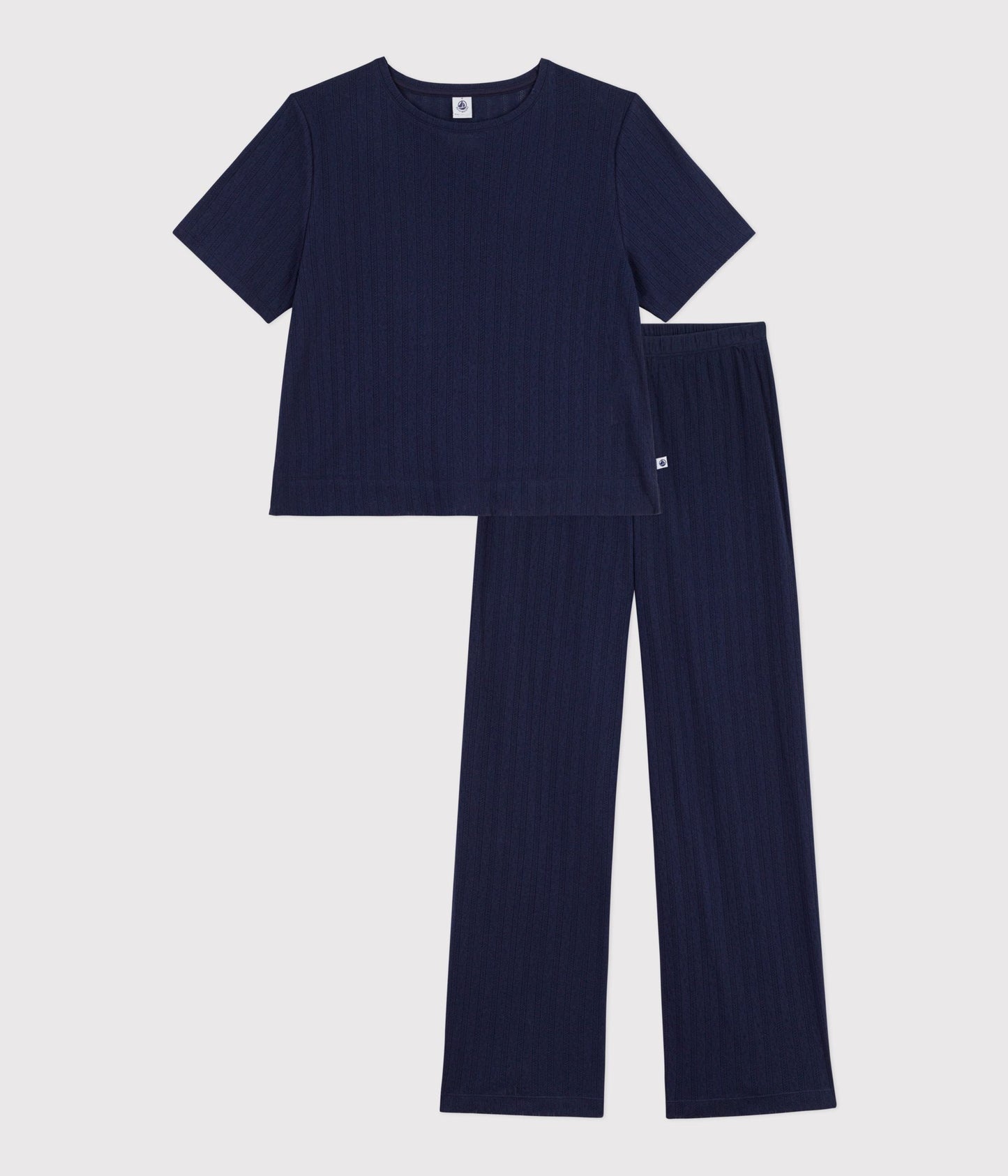 Pyjama manches courtes femme en coton ajouré – F1