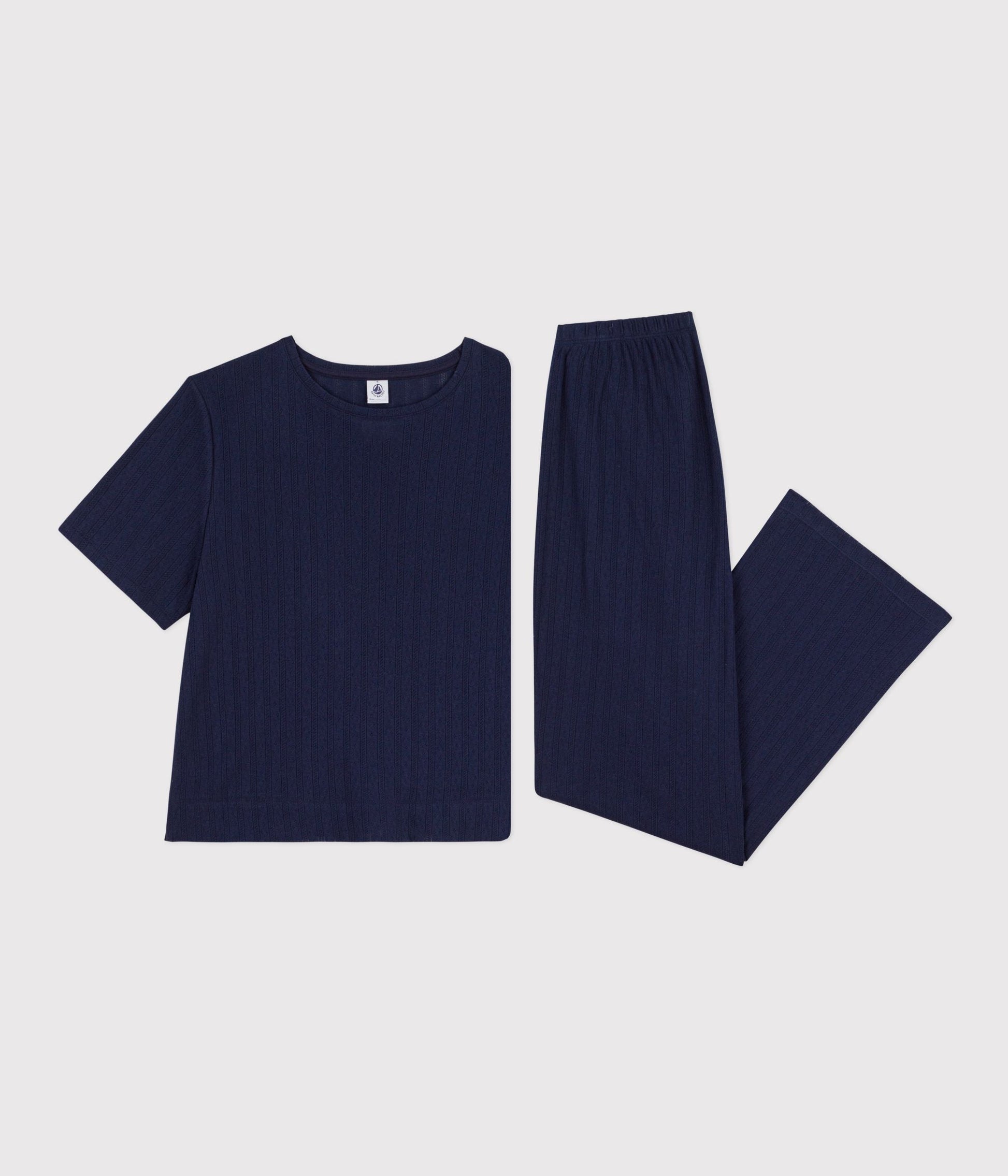 Pyjama manches courtes femme en coton ajouré – F2