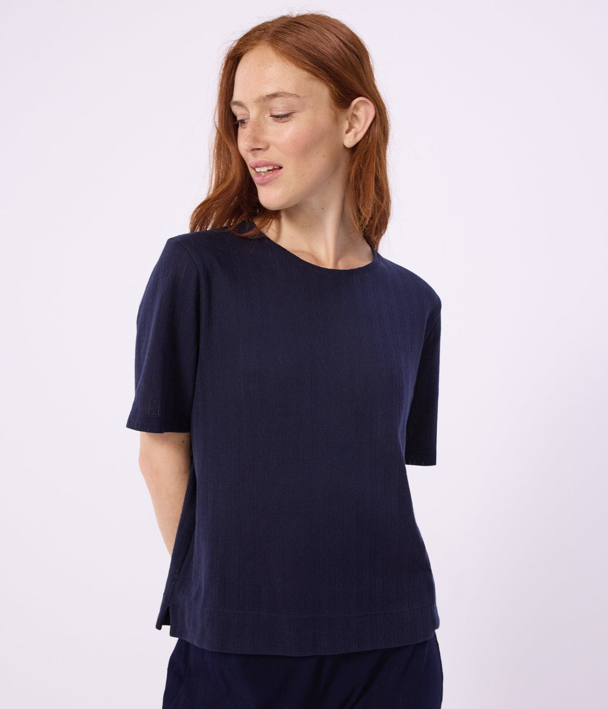 Pyjama manches courtes femme en coton ajouré – J2