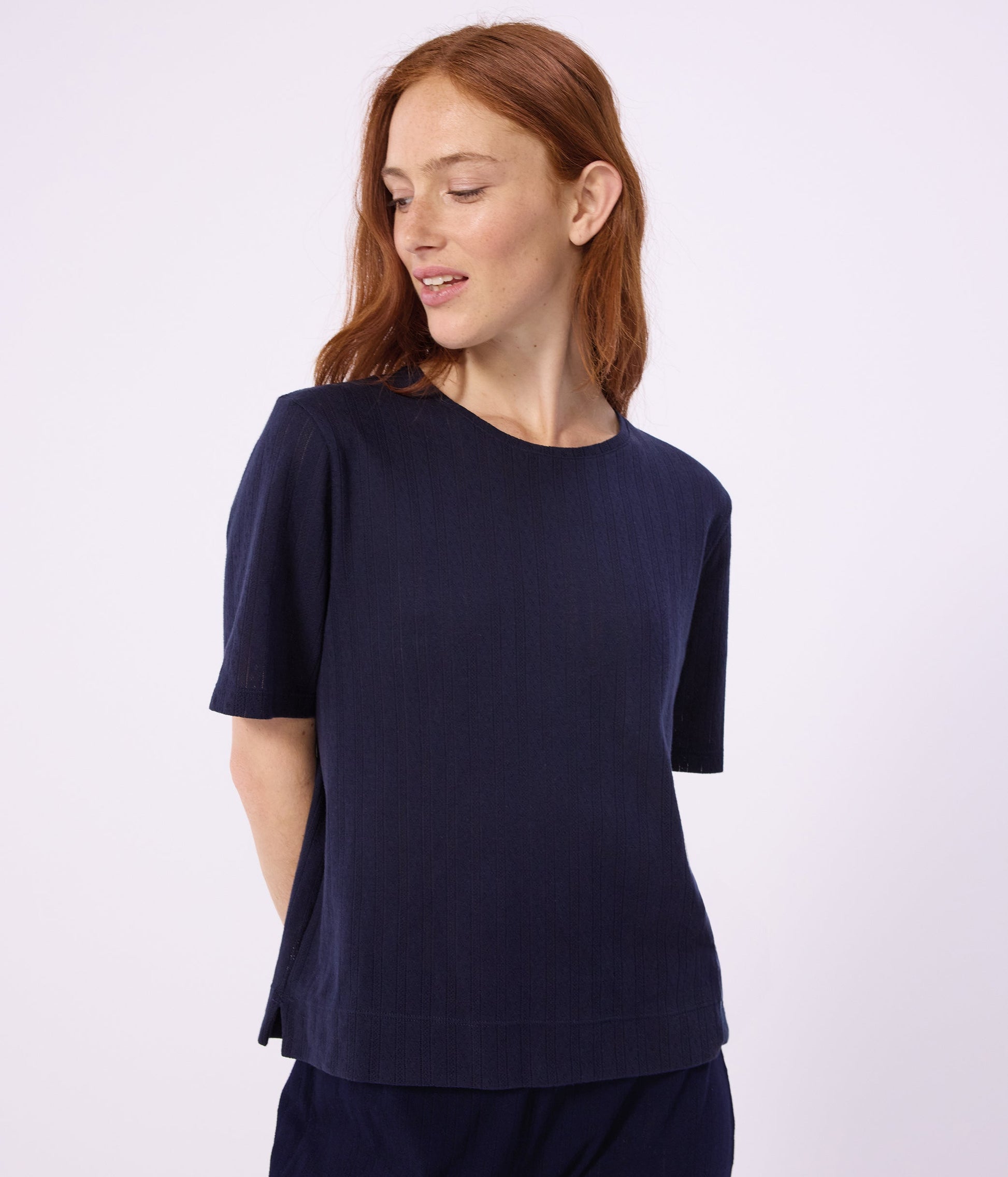 Pyjama manches courtes femme en coton ajouré – J2