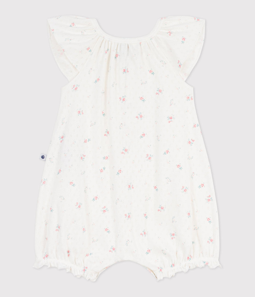 Combinaison courte bébé en coton fleuri – D1