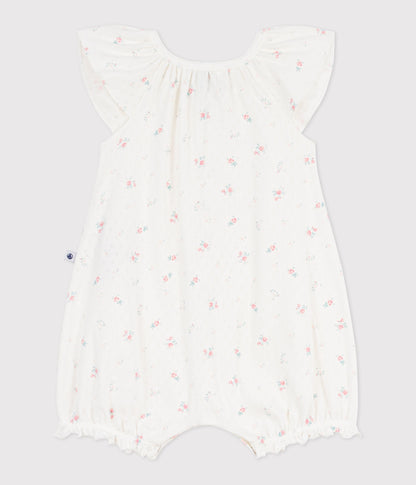 Combinaison courte bébé en coton fleuri – D1