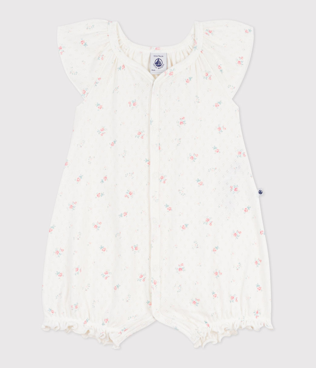 Combinaison courte bébé en coton fleuri – F1