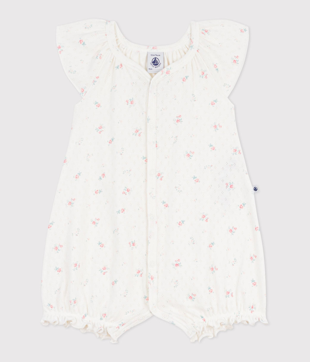 Combinaison courte bébé en coton fleuri – F1